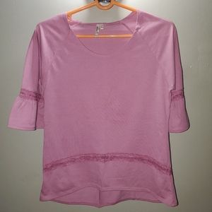 Pink Lace Bell Sleeve Top (Medium)